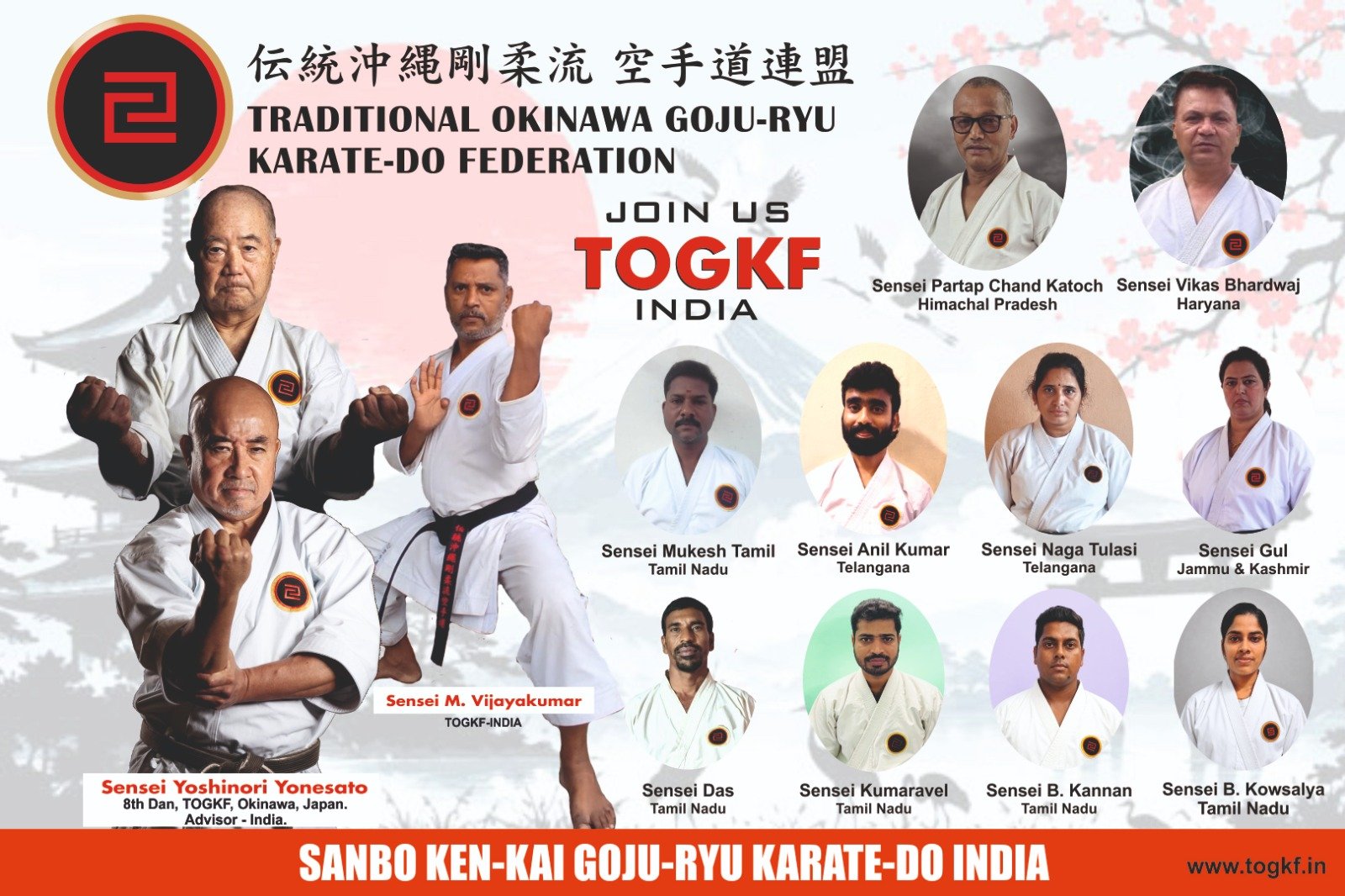 Traditional Okinawa Goju-Ryu Karate-Do Federation India delegation artwork featuring participating instructors